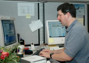 working on the computer
